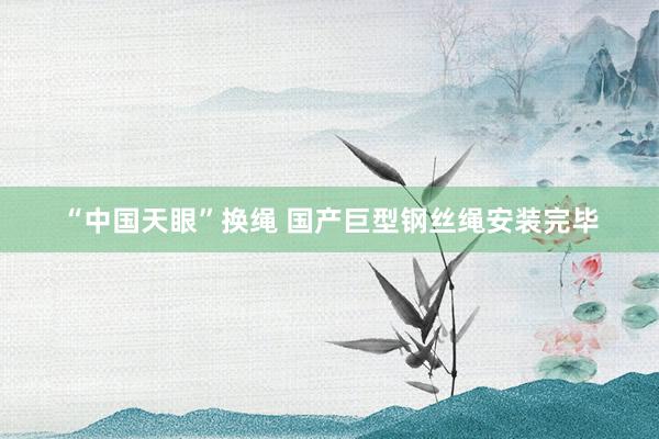 “中国天眼”换绳 国产巨型钢丝绳安装完毕