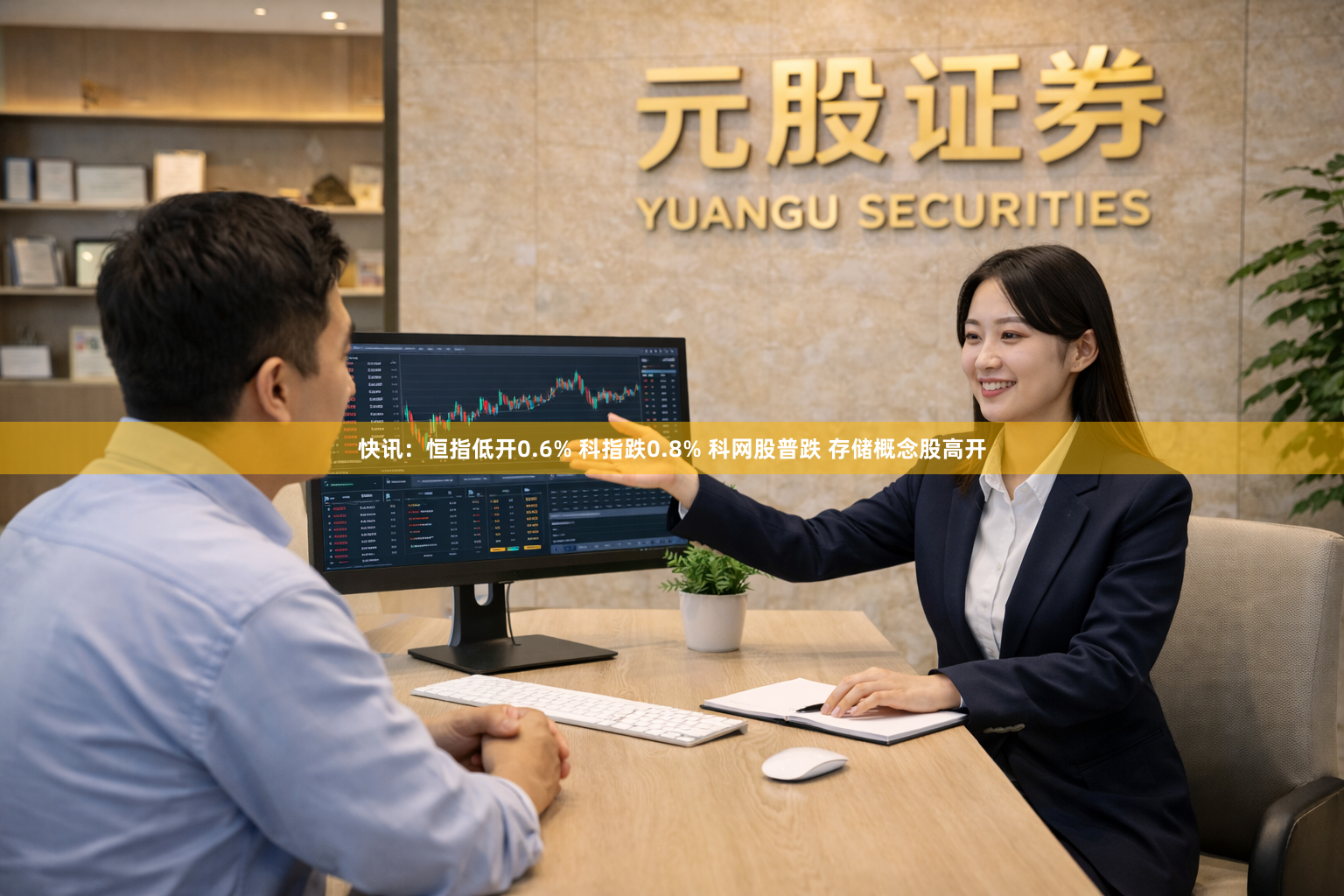 快讯：恒指低开0.6% 科指跌0.8% 科网股普跌 存储概念股高开