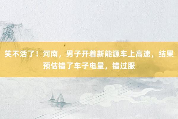 笑不活了！河南，男子开着新能源车上高速，结果预估错了车子电量，错过服