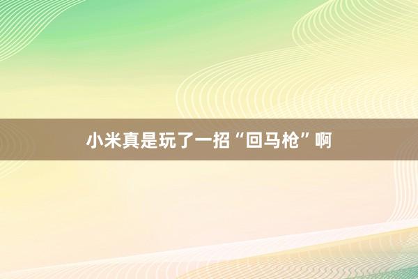 小米真是玩了一招“回马枪”啊