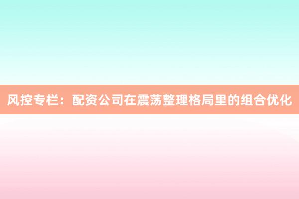 风控专栏：配资公司在震荡整理格局里的组合优化