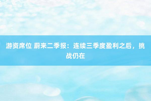 游资席位 蔚来二季报：连续三季度盈利之后，挑战仍在